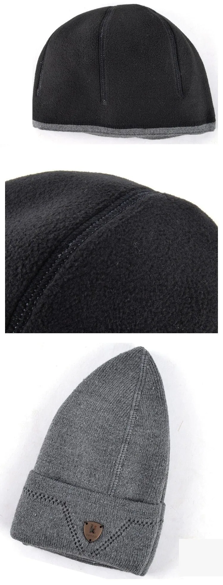 Warm Wool Knitted Winter Bonnet Beanie Hats for Men in Solid Colors