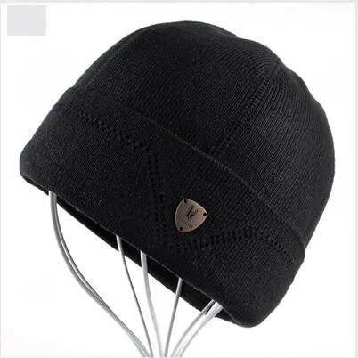 Warm Wool Knitted Winter Bonnet Beanie Hats for Men in Solid Colors