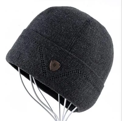 Warm Wool Knitted Winter Bonnet Beanie Hats for Men in Solid Colors