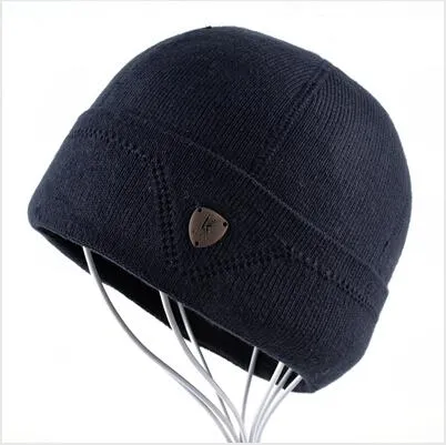 Warm Wool Knitted Winter Bonnet Beanie Hats for Men in Solid Colors