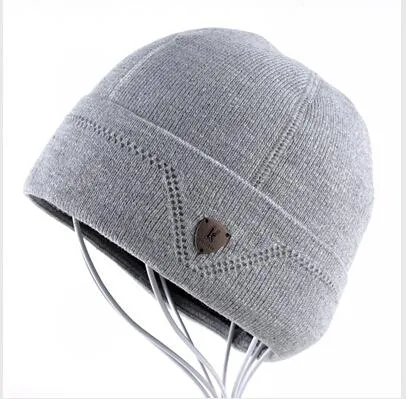 Warm Wool Knitted Winter Bonnet Beanie Hats for Men in Solid Colors