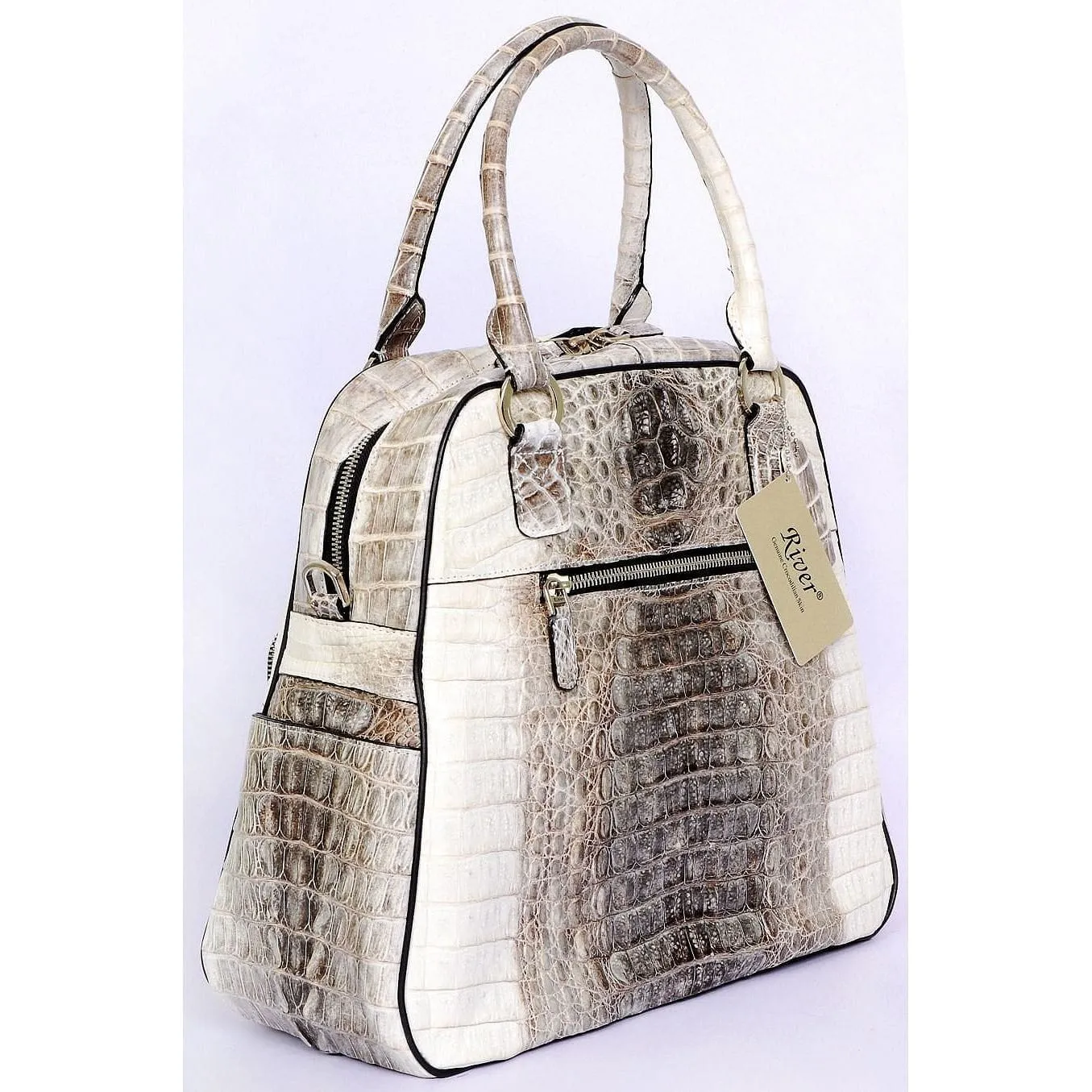 White and Grey Womens Handbag