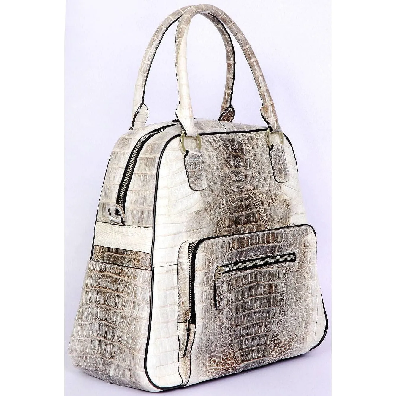 White and Grey Womens Handbag