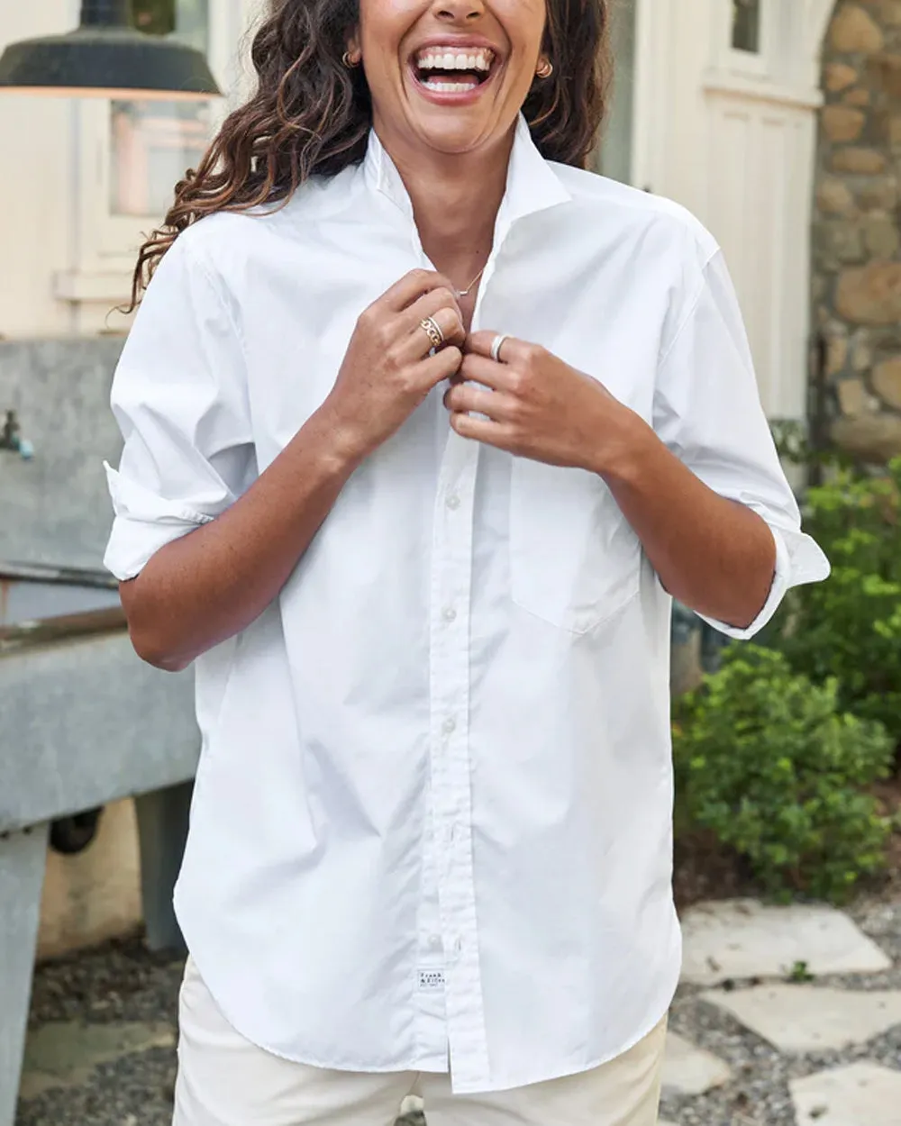 White Joedy Boyfriend Button Up Shirt