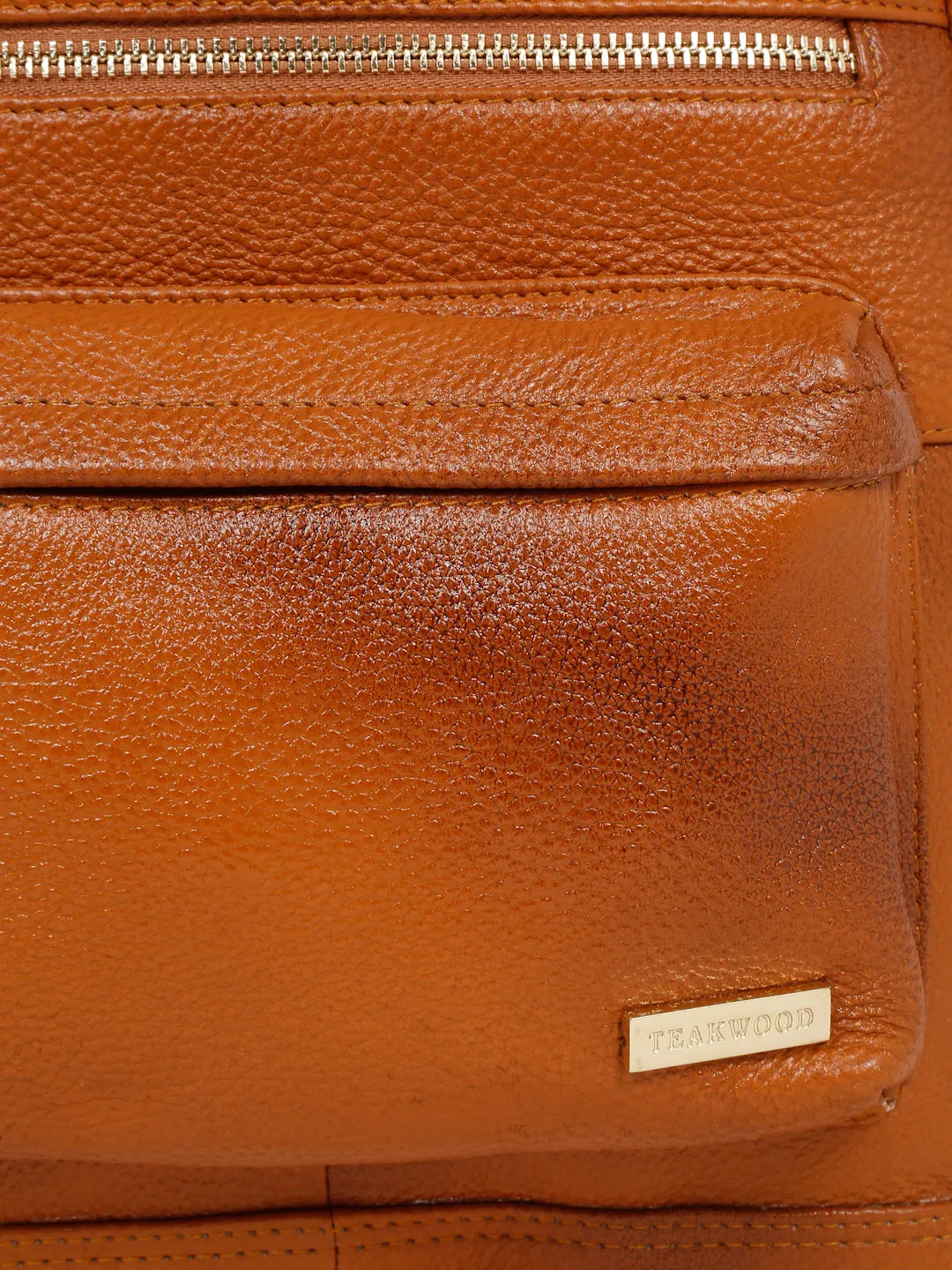 Women Tan Texture Leather Backpack