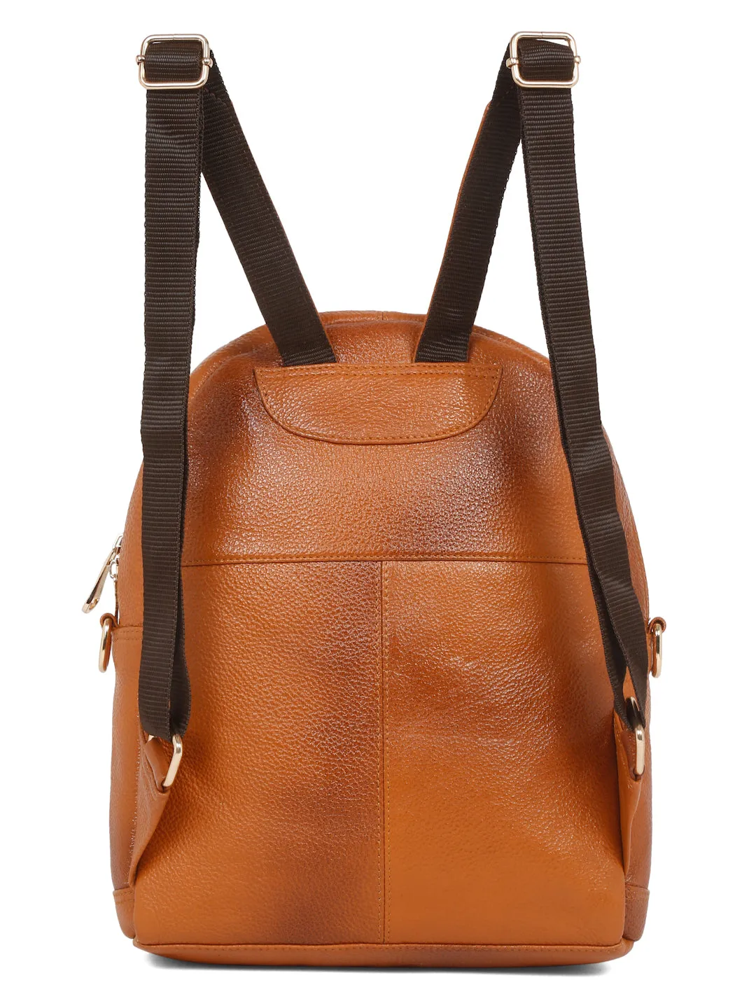 Women Tan Texture Leather Backpack