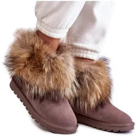 Women's Taupe Alexa Suede Snow Boots With Fur beige