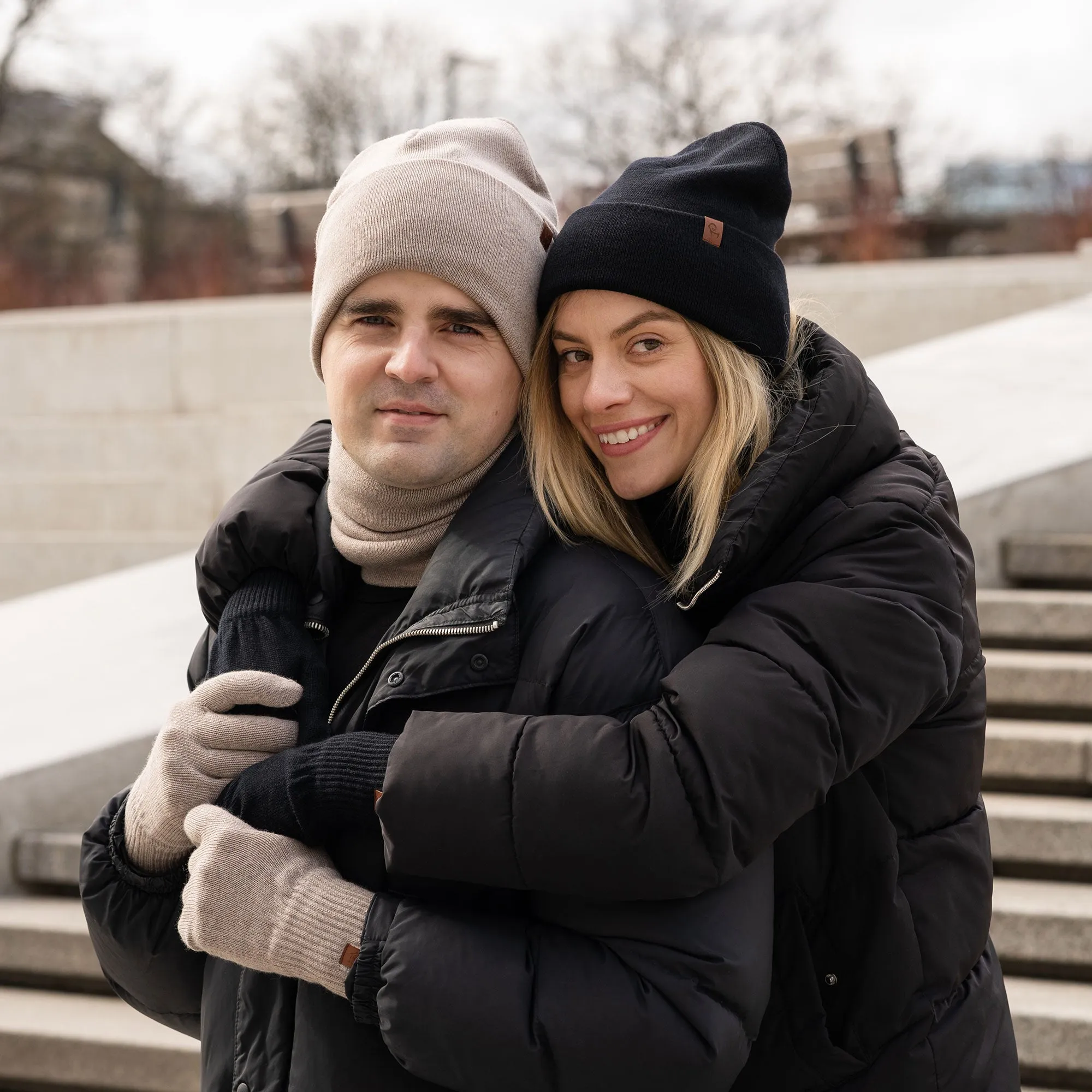 Women's Beanies 2-Pack Black/Creamy beige