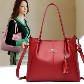 Women's Bridal Red Cowhide Genuine Leather Shoulder Crossbody Handbag