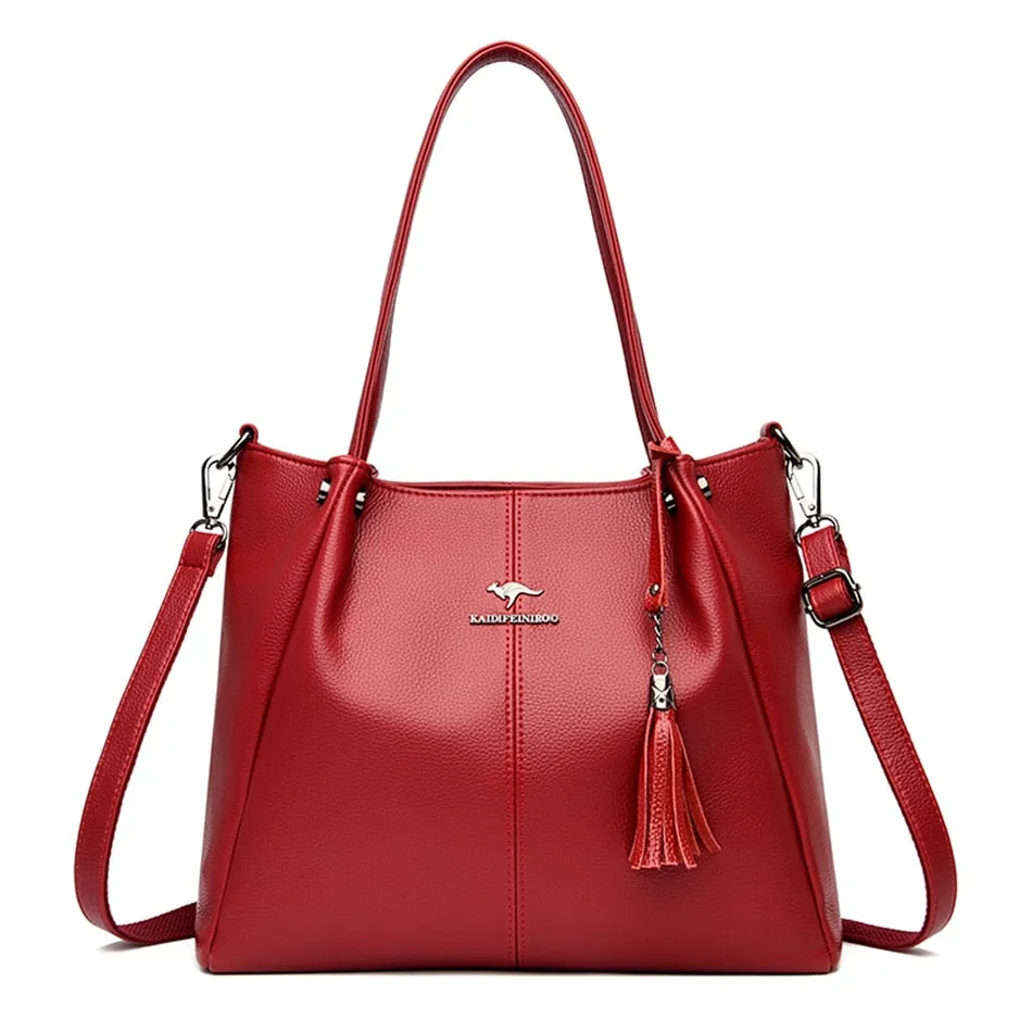 Women's Bridal Red Cowhide Genuine Leather Shoulder Crossbody Handbag