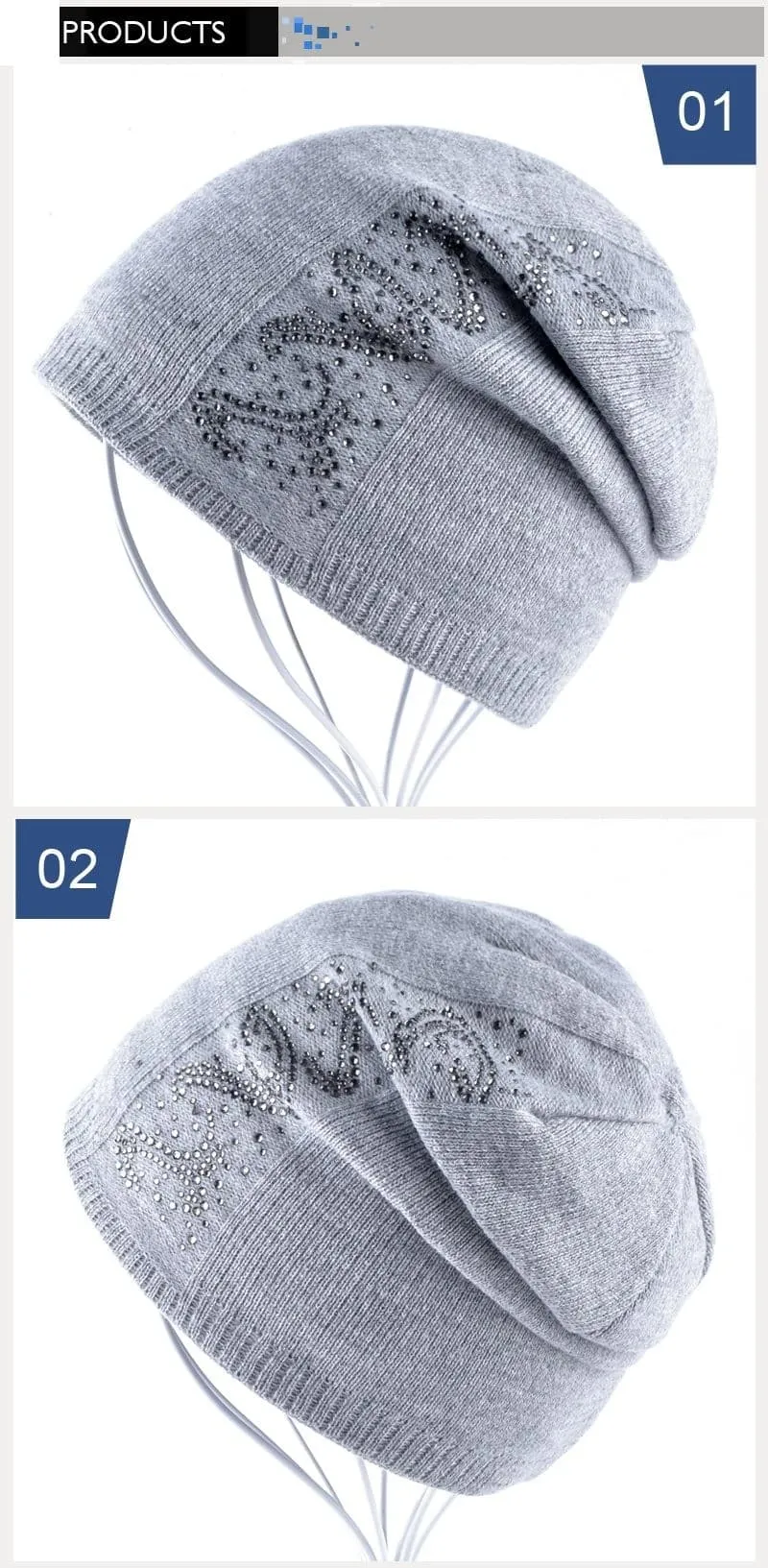 Women's Casual Solid Pattern Skullies Bonnet Cap for Winter