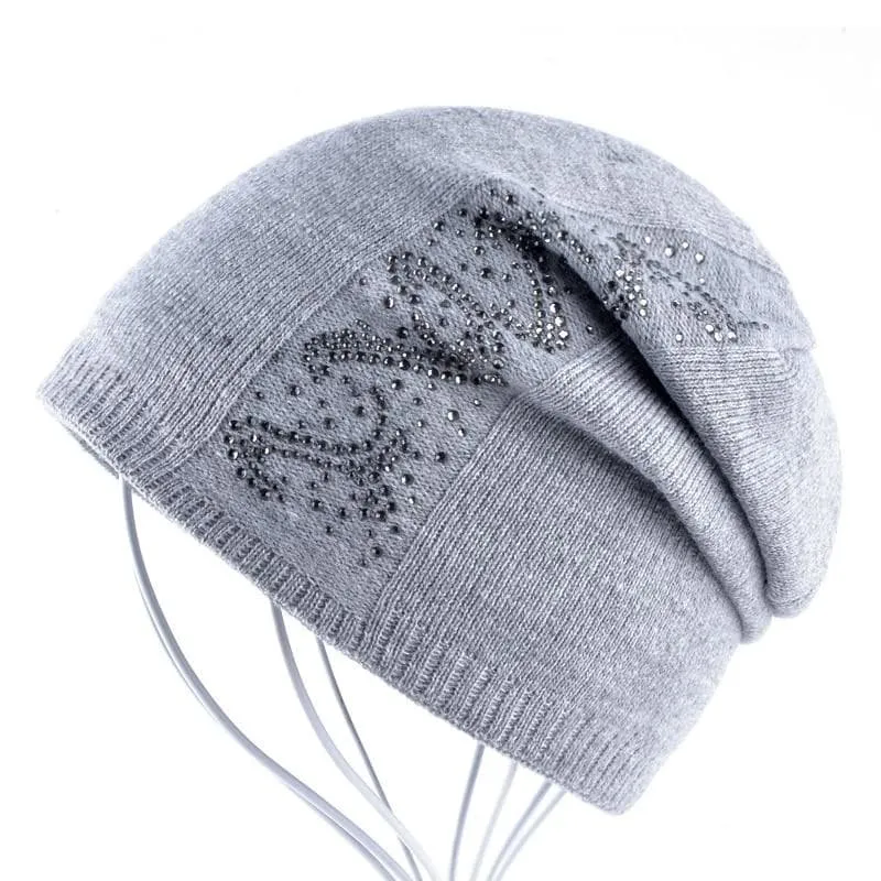 Women's Casual Solid Pattern Skullies Bonnet Cap for Winter