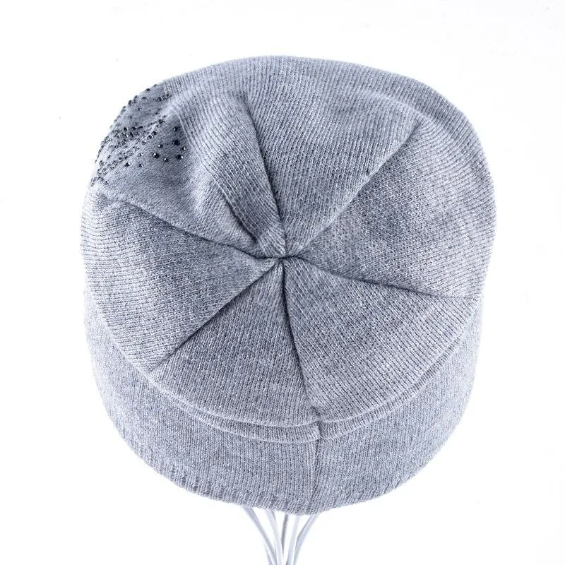 Women's Casual Solid Pattern Skullies Bonnet Cap for Winter