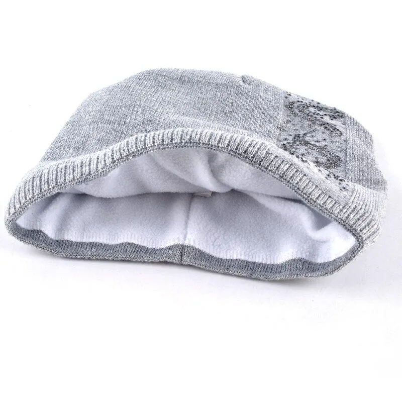 Women's Casual Solid Pattern Skullies Bonnet Cap for Winter