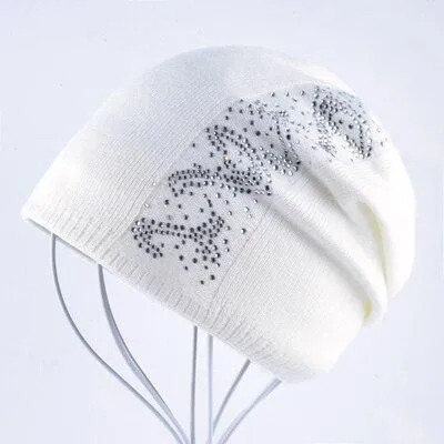 Women's Casual Solid Pattern Skullies Bonnet Cap for Winter