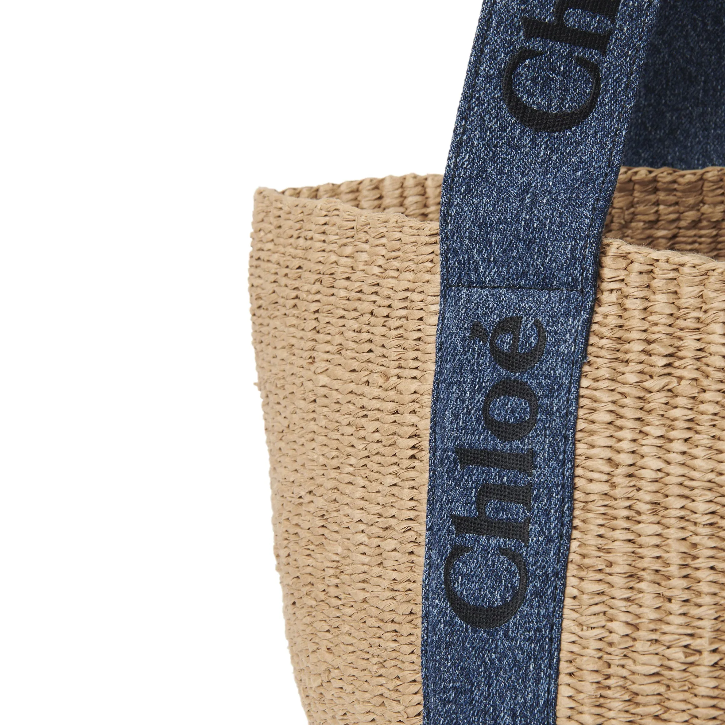 Woody Large Basket, Natural/Denim