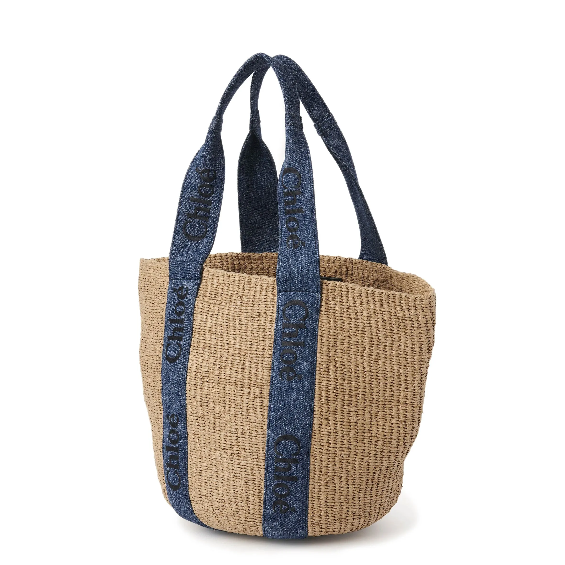 Woody Large Basket, Natural/Denim