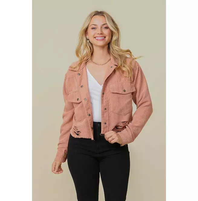 Zoey Distressed Corduroy Jacket