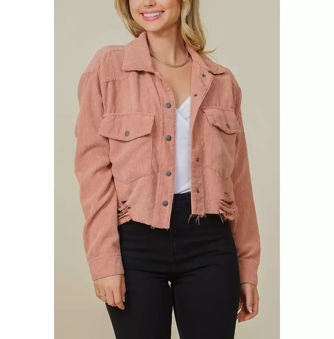 Zoey Distressed Corduroy Jacket