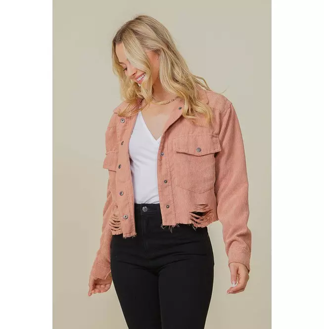 Zoey Distressed Corduroy Jacket