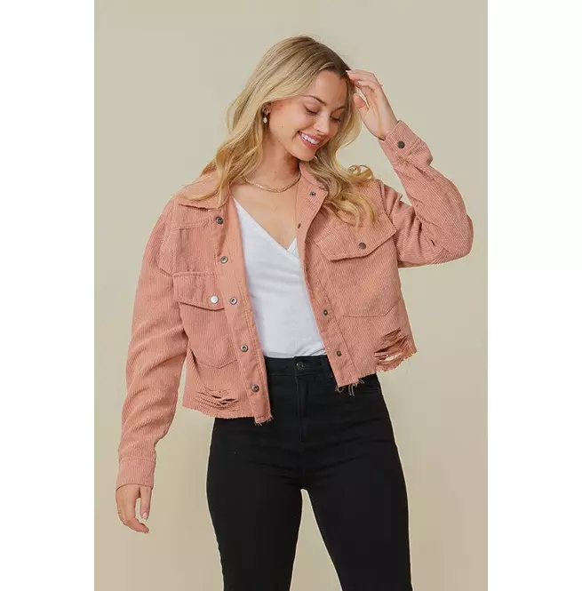 Zoey Distressed Corduroy Jacket